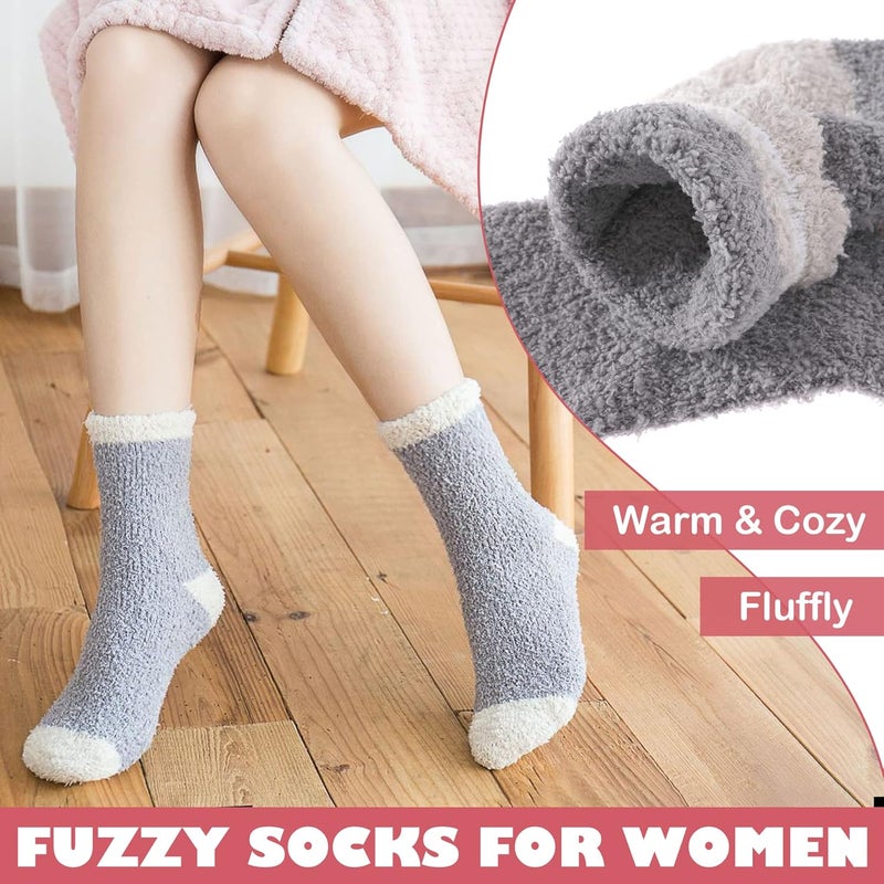 LINEMIN Womens Fuzzy Socks Cozy Fluffy Winter Warm Slipper Socks Microfiber Soft Home Sleeping Socks - Image 3